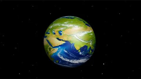 Small Earth Globe Model with Blue and Green Colors on Black Background. Stock Illustration