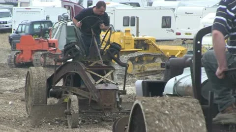 Small earth moving tractor 07 Stock Footage 20466104