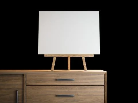 Small easel with blank frame. 3d rendering Ilustración de archivo