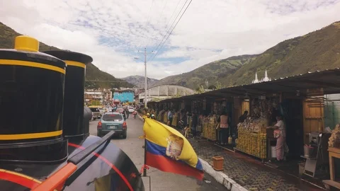 Small Ecuadorian Flag Waving On A Train Stock Footage 93166843