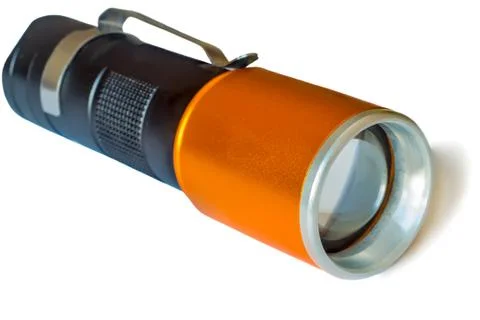Small electric torch on white background. Stock Photos