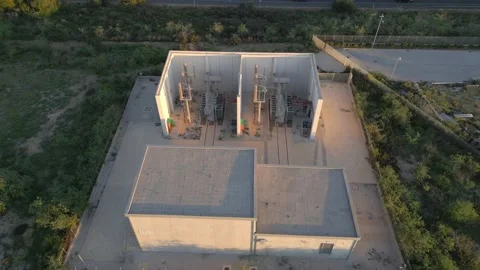 Small electrical substation surrounded by walls Stock Footage 230941552