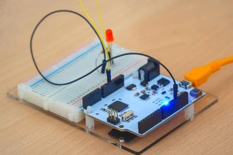 A small electronic module, printed circuit Board, or part of a computer Stock Photos