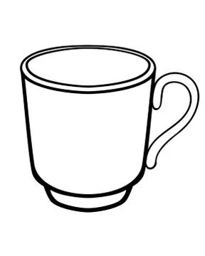 Small elegant coffee cup - vector linear image for coloring. Mug Stock Illustration