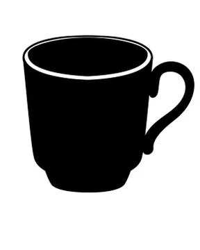 Small elegant coffee cup - vector black silhouette for logo, menu. Stock-Illustration