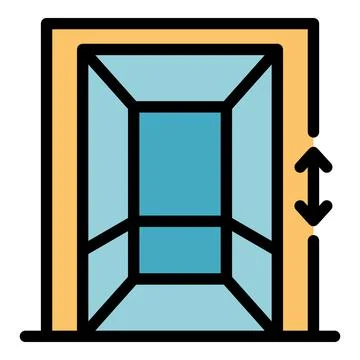 Small elevator with arrows icon color outline vector Stock Illustration