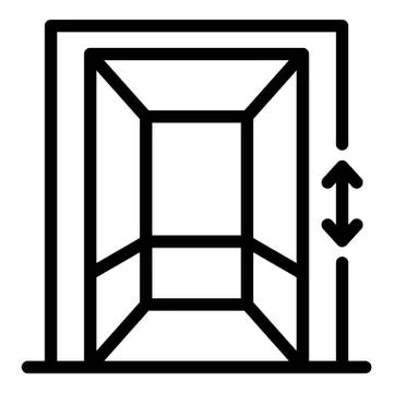 Small elevator with arrows icon, outline style イラスト素材
