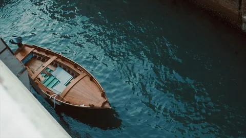 Small Empty Boat On The Water. Stock Footage 106095387