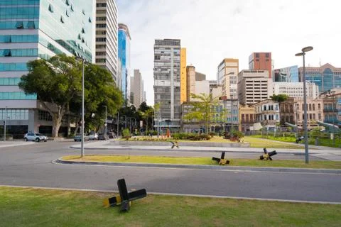Small Empty City Square in Rio de Janeiro 스톡 사진