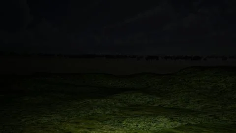 Small empty green field in the night Stock Illustration