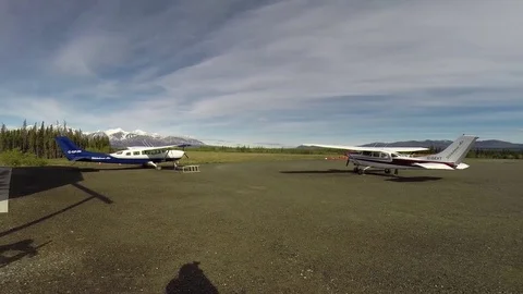 Small engine airplanes at the airport Stock Footage 81909744