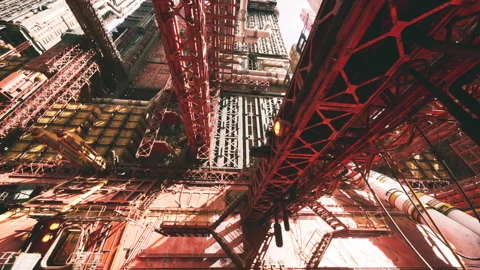 Small engine room filled with intricate machinery and systems Video stock 331521104