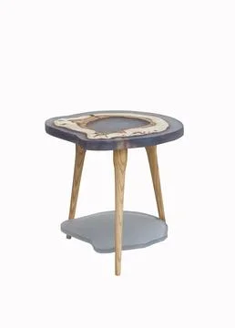 Small epoxy coffee table on white background Stock Photos
