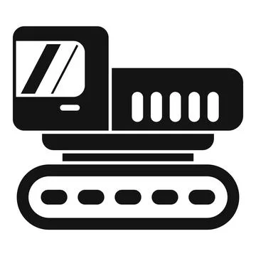 Small excavator digging with continuous tracks icon glyph style Stock Illustration