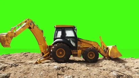 Small Excavator Digging Soil on Green Screen, Animated Bucket Entering Ground 스톡 동영상 347333377