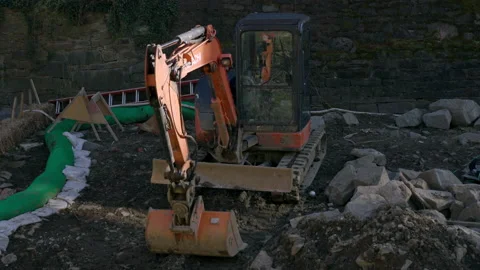 Small Excavator In Georgetown Canal Stock Footage 155755630