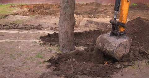 Small excavator working on a construction site. Construction works. Stock Footage 152506587