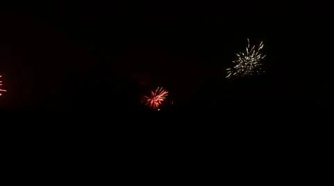 Small exploding colorful fireworks on a black background 写真素材