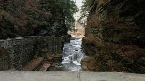 Small falls in slate canyon Ithaca, New York Stock Footage 63307481
