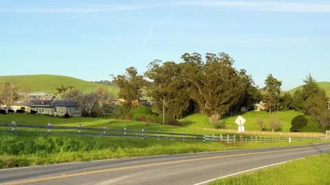 Small Farm Buildings and Fields Stock Footage 307962976