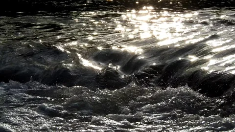 Small fast stream flow on beautiful river Stock Footage 88398437