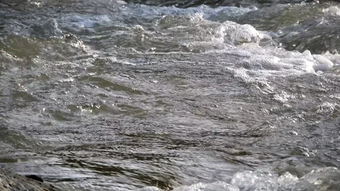 Small fast stream flow on beautiful river Stock Footage 88398480