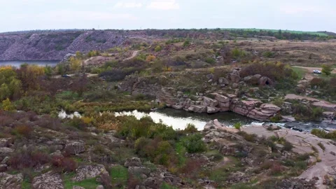 Small fast stream Kamenka in the evening light in Ukraine Stock Footage 145661941