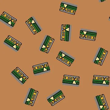 Small fence mobile home vector seamless pattern Ilustración de archivo
