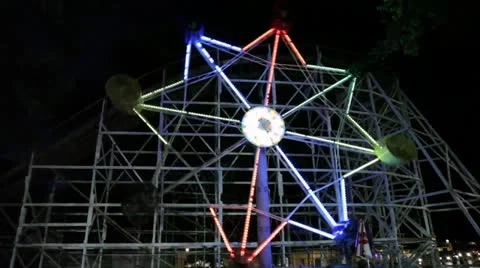 Small Ferris Wheel, Night, Lights Stock Footage 26659816