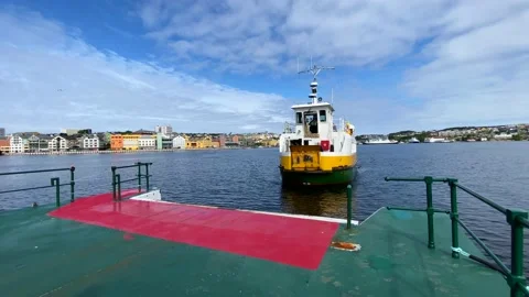 Small ferry docking Stock Footage 220021837