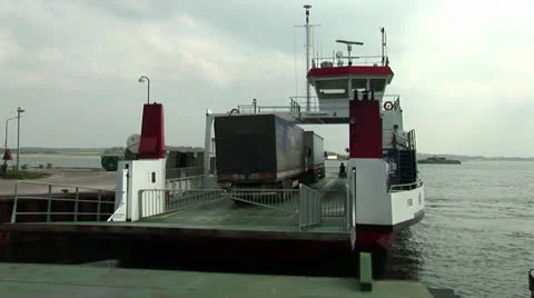Small ferry leaving port Stock Footage 22516451
