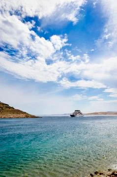 Small ferry on the sea Stock Photos