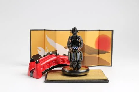 The small figure of  historic samurai armor Foto stock