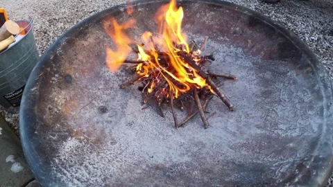 Small fire in a firebowl Stock Footage 169108788
