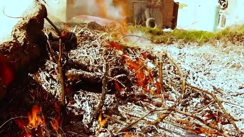 A small fire. Stock Footage 238633747