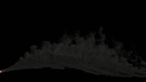 A small fire source in the left corner of the black screen continuously emits Stock Footage 173583693