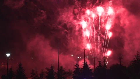 Small fireworks display during COVID 19 pandemic on Canada day Stock Footage 156618205