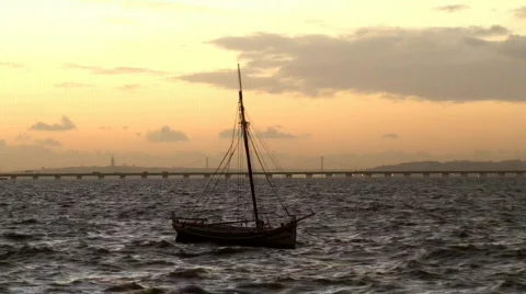 Small fishing boat Stock Footage