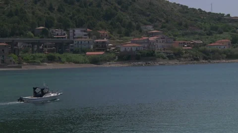 Small fishing boat navigating Stock Footage 37746377