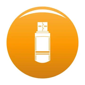 Small flash drive icon vector orange Stock Illustration