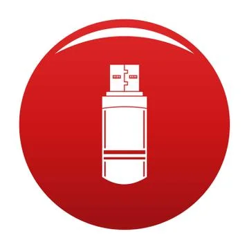 Small flash drive icon vector red Stock Illustration