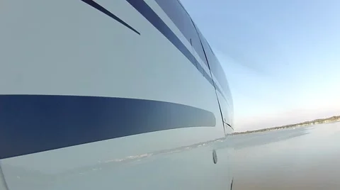 Small float sea plane lands on water Video stock 40770777