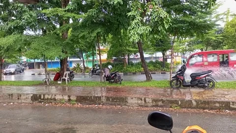 Small flood in the street Stock Footage 221405862