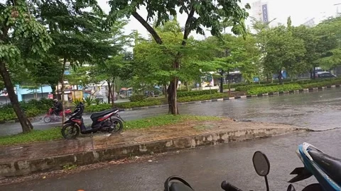 Small flood in the street Stock Footage 221405882