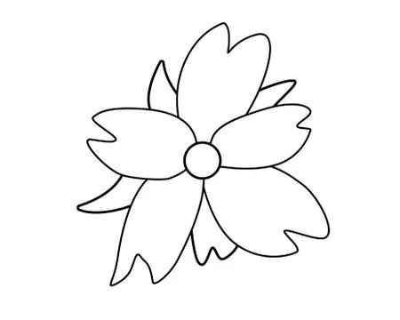 Small flower with leaves - linear vector element for coloring. Outline. Stock Illustration