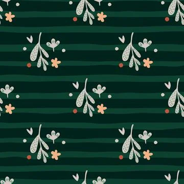 Small flowers and leaf seamless pattern. Floral endless ornament. Simple bota イラスト素材