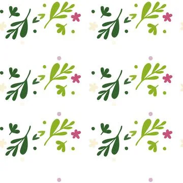 Small flowers and leaf seamless pattern. Floral endless ornament. Simple bota Stock Illustration