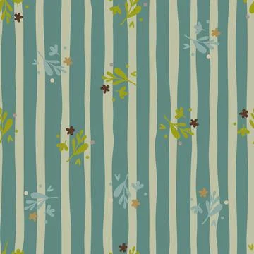 Small flowers and leaf seamless pattern. Floral endless ornament. Simple bota Illustrazione stock