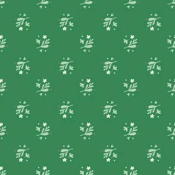 Small flowers and leaf seamless pattern. Floral endless ornament. Simple bota Stock Illustration