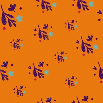 Small flowers and leaf seamless pattern. Floral endless ornament. Simple bota Illustrazione stock